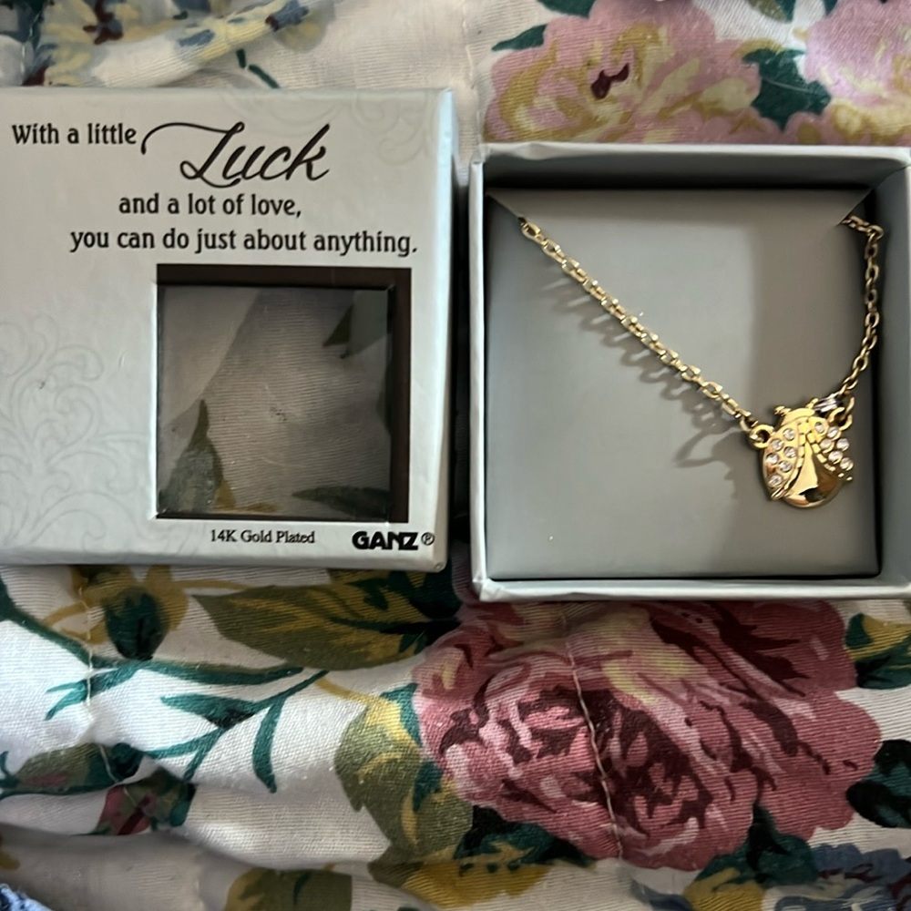 14 karat gold, plated, ladybug necklace